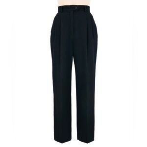 Escada Black Pleated Trousers Size EU 42 High Waist Straight Leg Career Pants